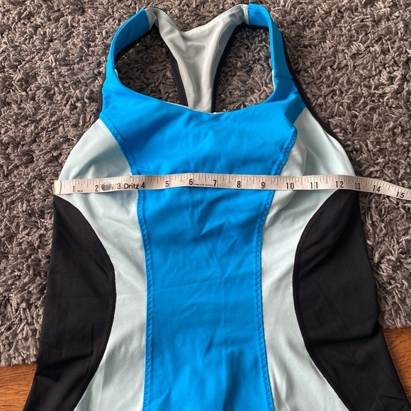 Lululemon Cardio Kick Blue Aqua Black Racerback Tank Top Size 4 - Picture 13 of 16
